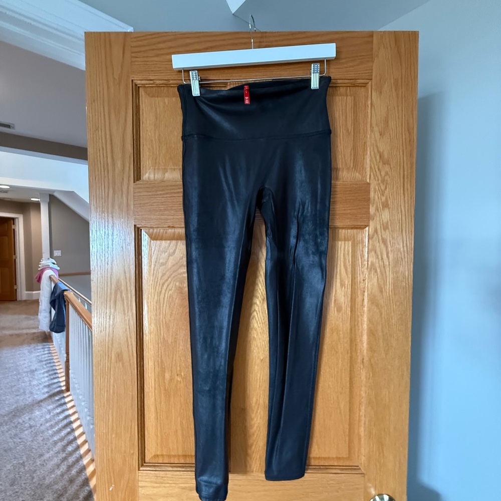 SPANX Charcoal Faux Leather Leggings